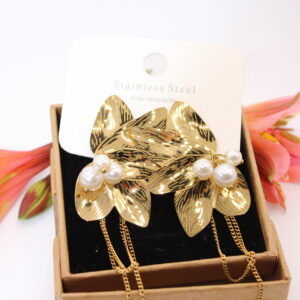 Boucle d'oreille fleur papillon perle pendante