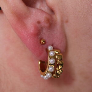 Boucle d'oreille Double cercle perle